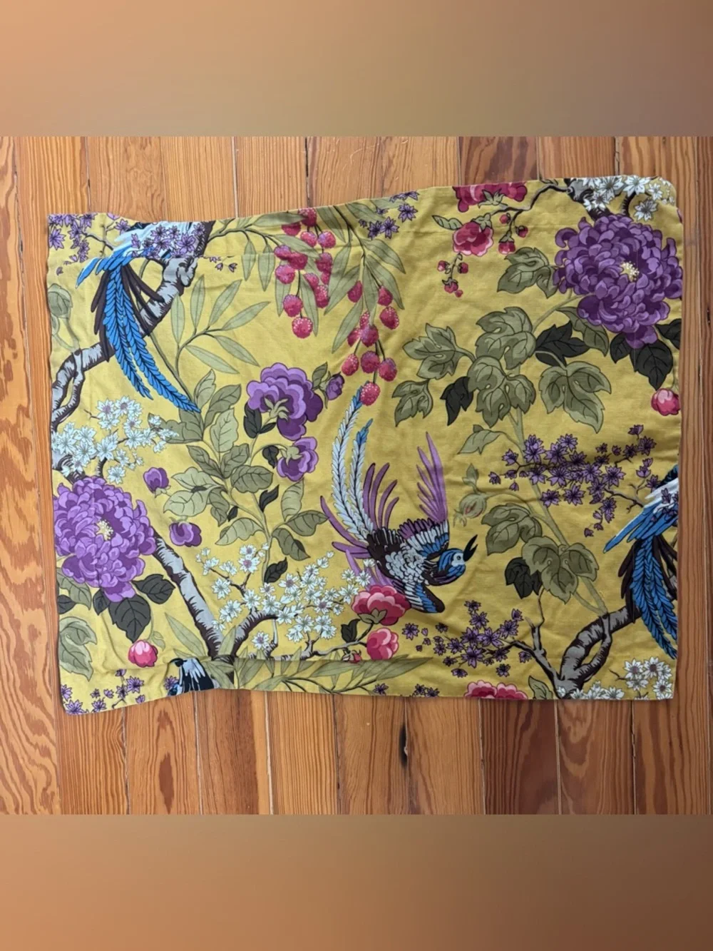 Pottery Barn Yellow Floral and Bird Cotton-Linen Standard Sham